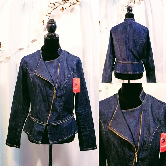 Nicki Minaj Jackets & Blazers - Side Zip Peplum Moto Jean Jacket XL🆕🦄